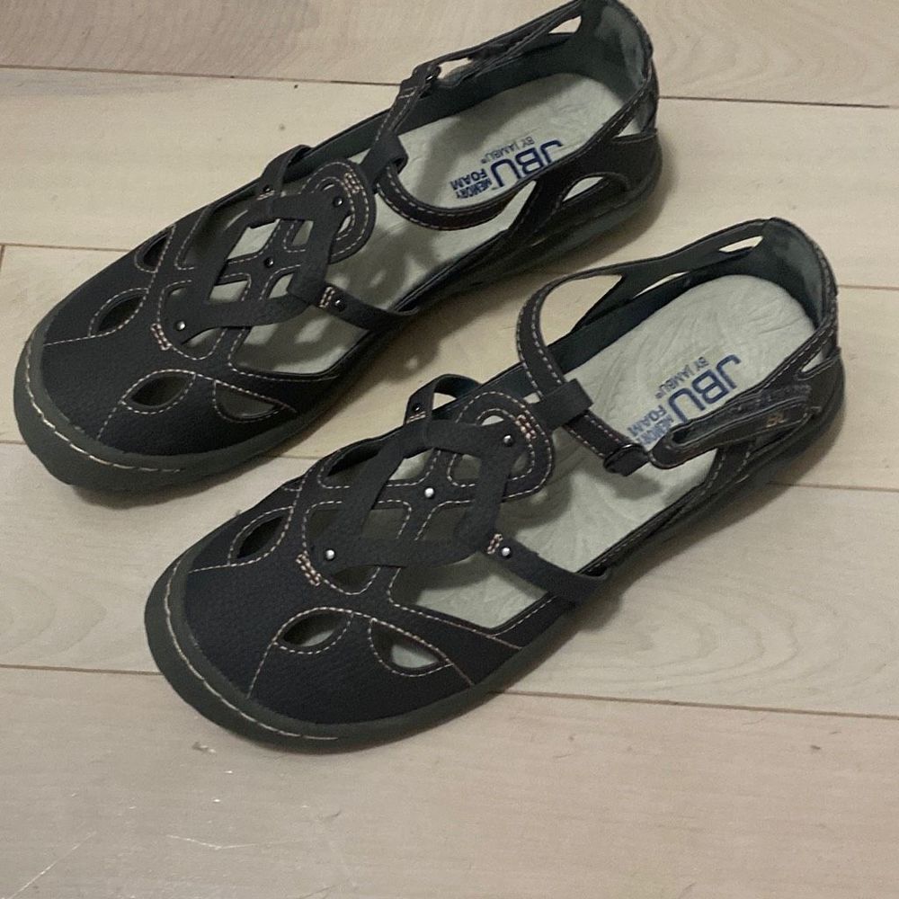 JBU by Jambu Women's Sydney Fabric Closed Toe Ankle Strap Sandals Black Size 7.5